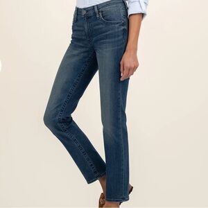KUT FROM THE KLOTH Stevie Mid Rise Straight Leg Jeans Dark Wash Stretchy Sz16 EC